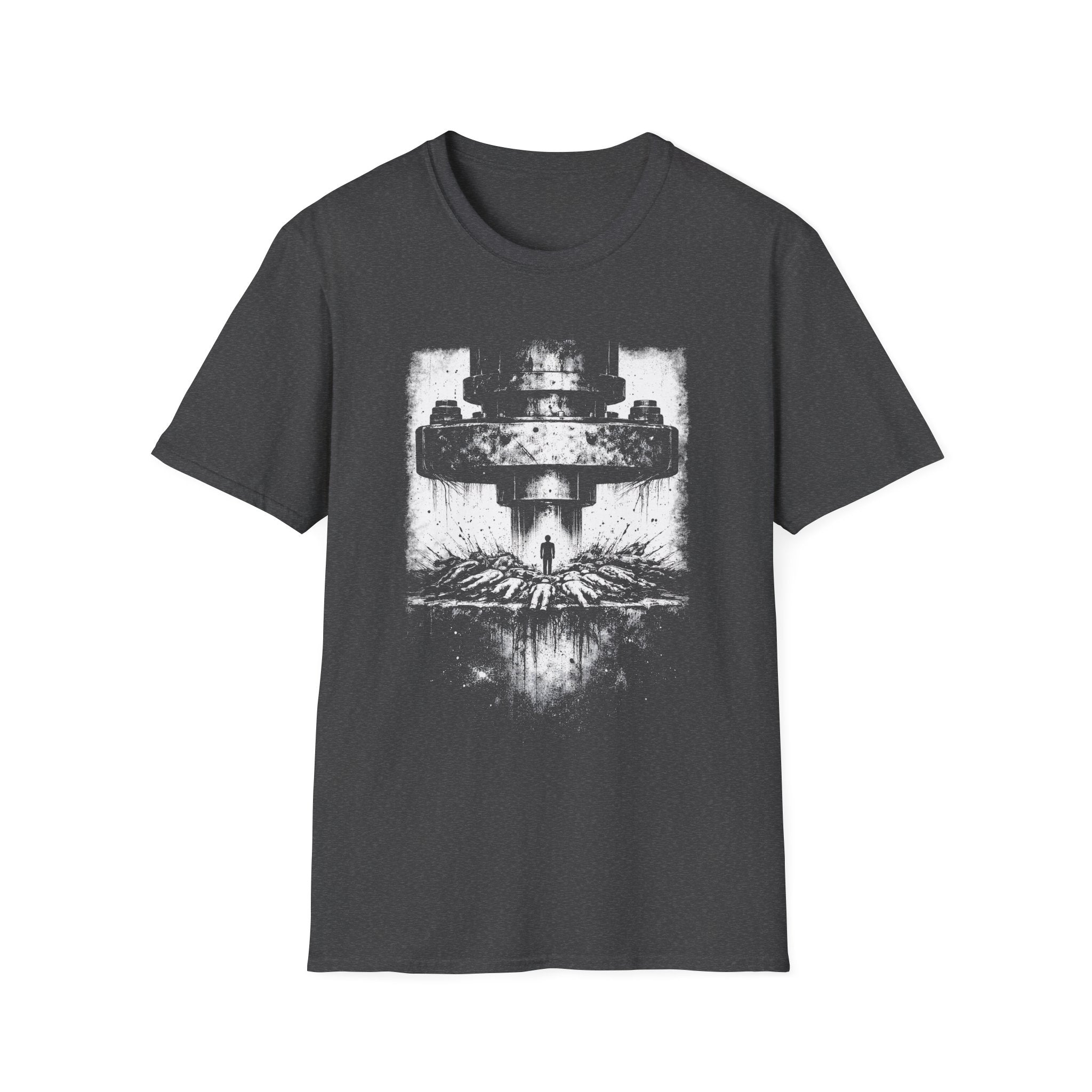 Survivorship Bias minimalist psychology T-shirt with distressed white artwork on dark heather grey. A clean cognitive bias graphic tee for thinkers and critical observers.