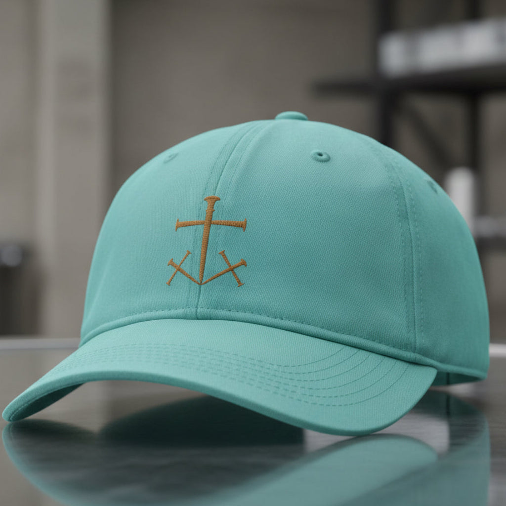 Anchor Nail Cross Cap in Chalky Mint (mint green) — nail cross, anchor of hope, Comfort Colors CCWC0 washed christian cap