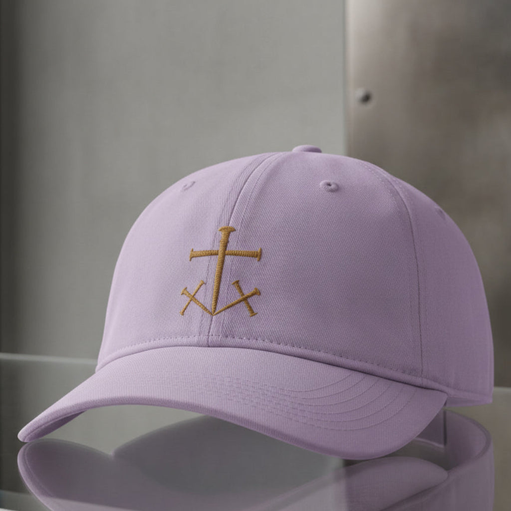 Anchor Nail Cross Cap in Orchid (lilac) — nail cross, anchor of hope, Comfort Colors CCWC0 washed christian cap