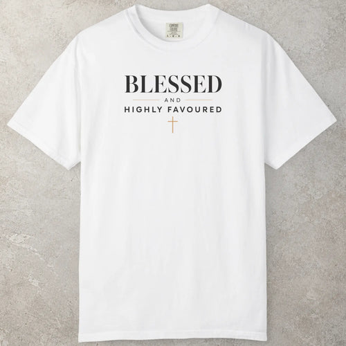 Blessed T-Shirt in White — blessed tee, daily wear tee, Comfort Colors 1717 unisex christian faith tee