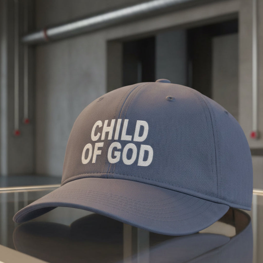 Child of God Cap in Blue Jean (slate blue) — child of god, identity in christ, Comfort Colors CCWC0 washed christian cap