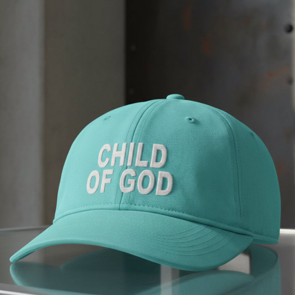 Child of God Cap in Chalky Mint (mint green) — child of god, identity in christ, Comfort Colors CCWC0 washed christian cap