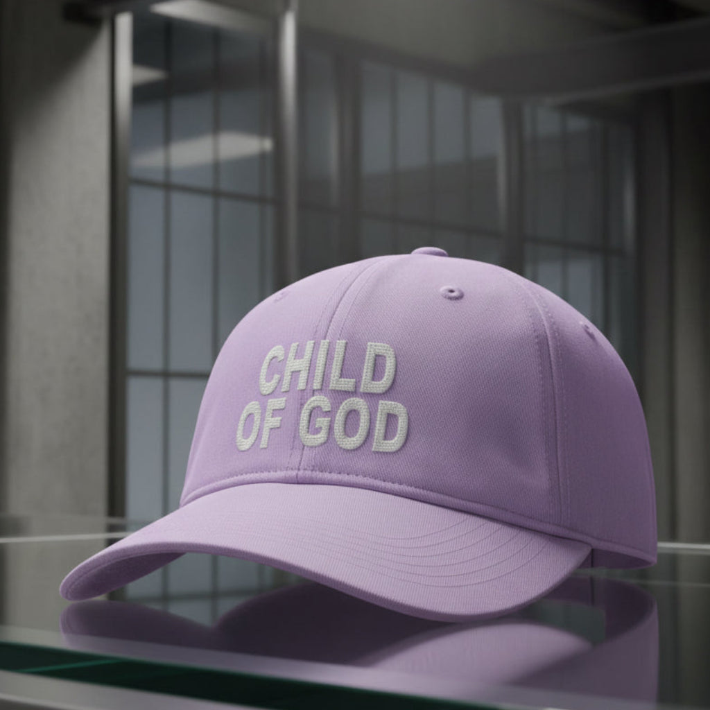 Child of God Cap in Orchid (lilac) — child of god, identity in christ, Comfort Colors CCWC0 washed christian cap