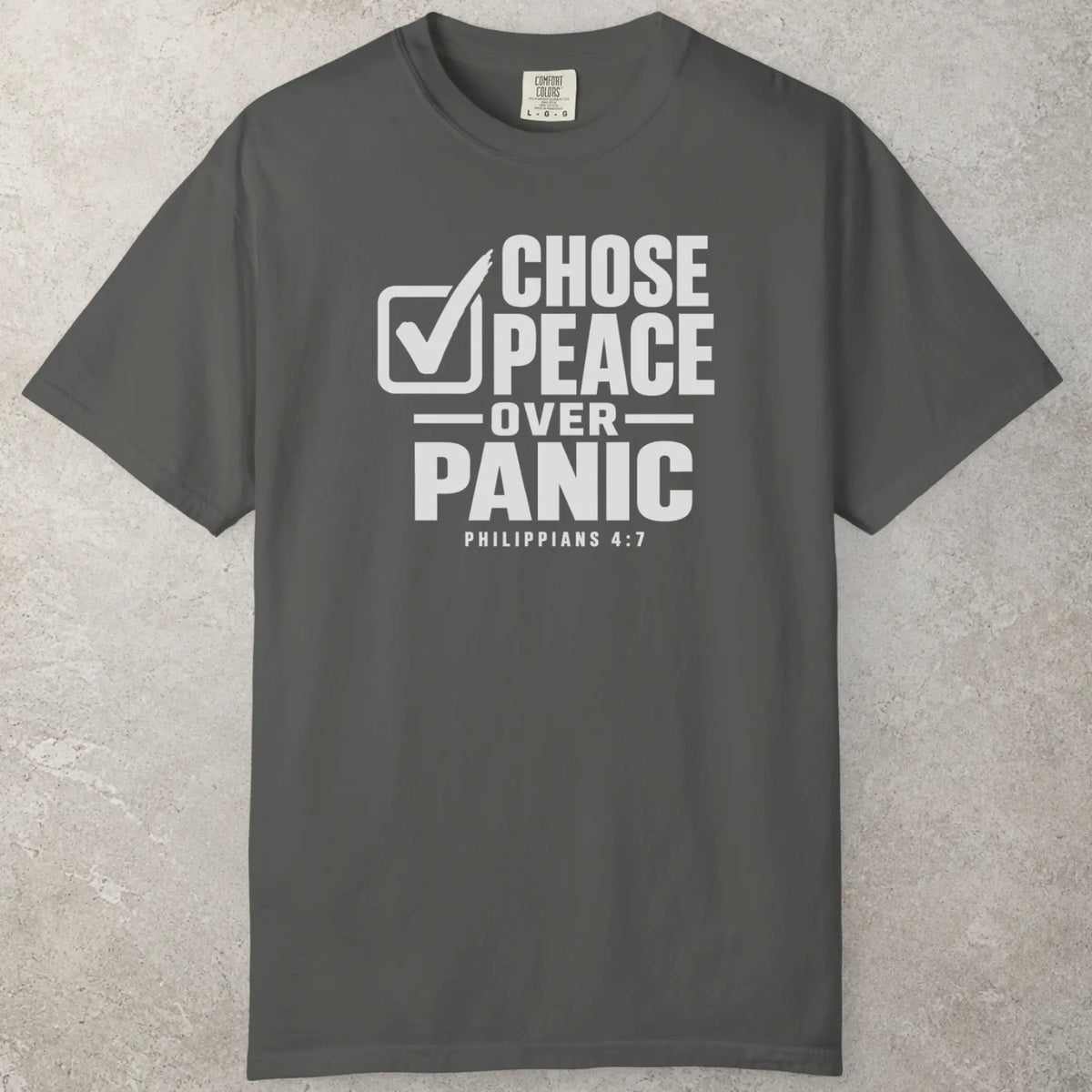 Chose Peace T-Shirt in Pepper (charcoal grey) — blessed shirt, forgiven shirt, Comfort Colors 1717 unisex christian faith tee