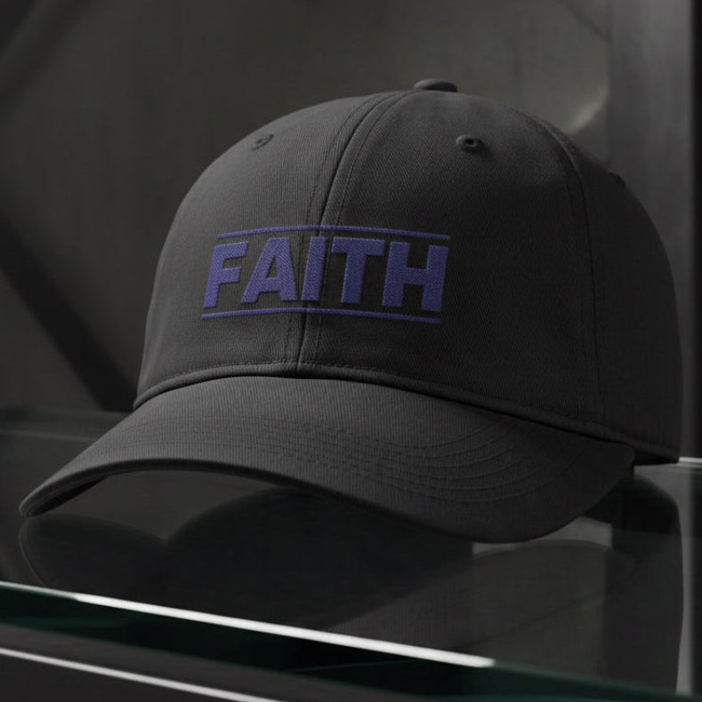 Faith Cap in Black — faith, block letter, Comfort Colors CCWC0 washed christian cap