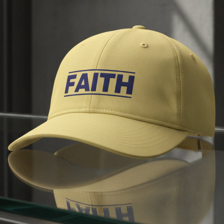 Faith Cap in Butter (pale yellow) — faith, block letter, Comfort Colors CCWC0 washed christian cap