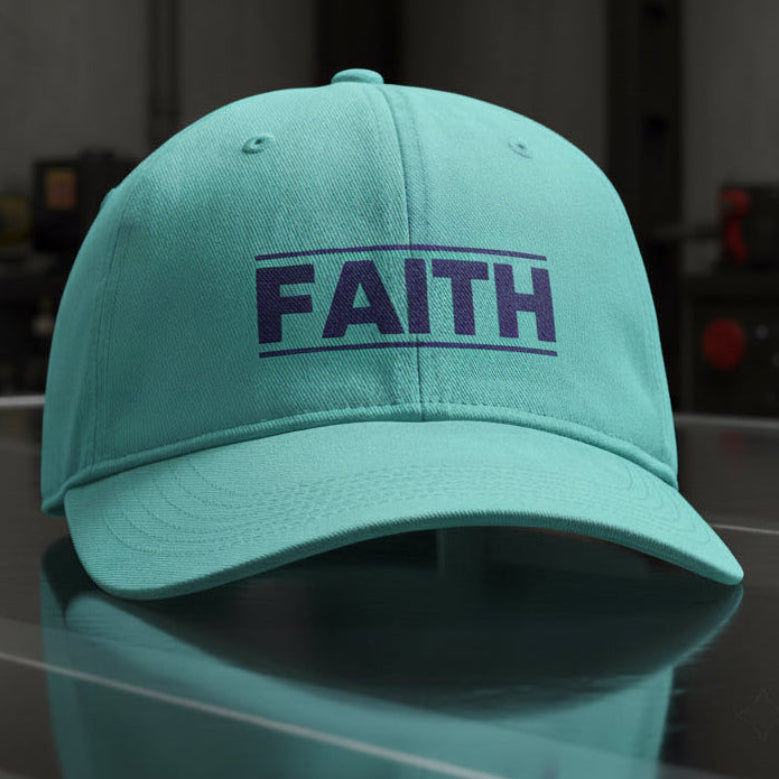 Faith Cap in Chalky Mint (mint green) — faith, block letter, Comfort Colors CCWC0 washed christian cap