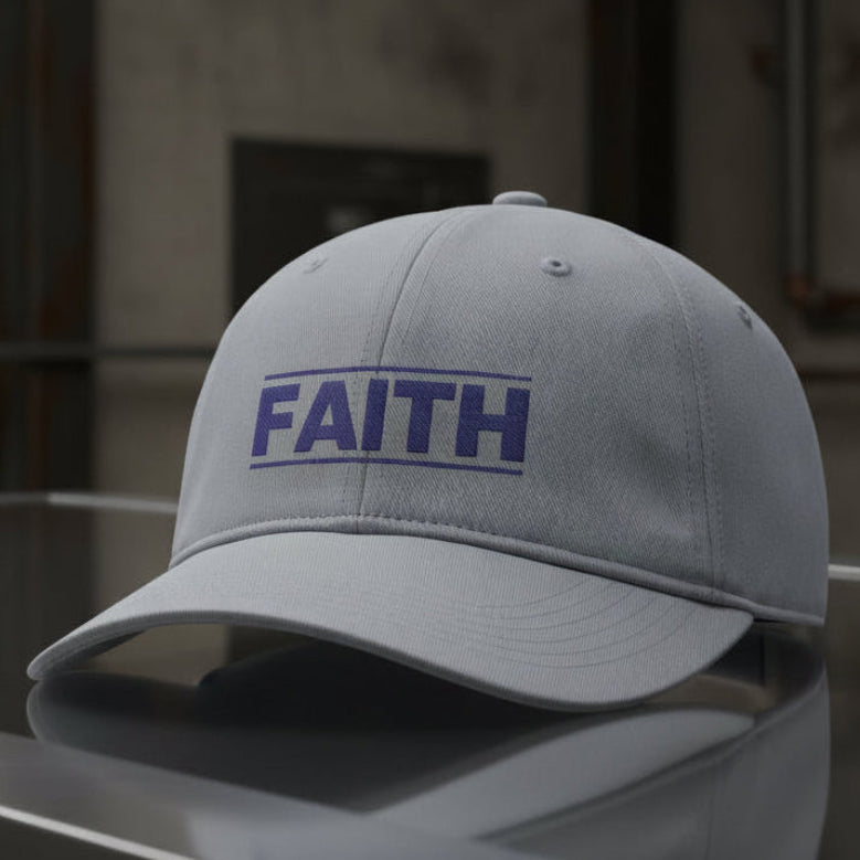 Faith Cap in Granite (grey) — faith, block letter, Comfort Colors CCWC0 washed christian cap