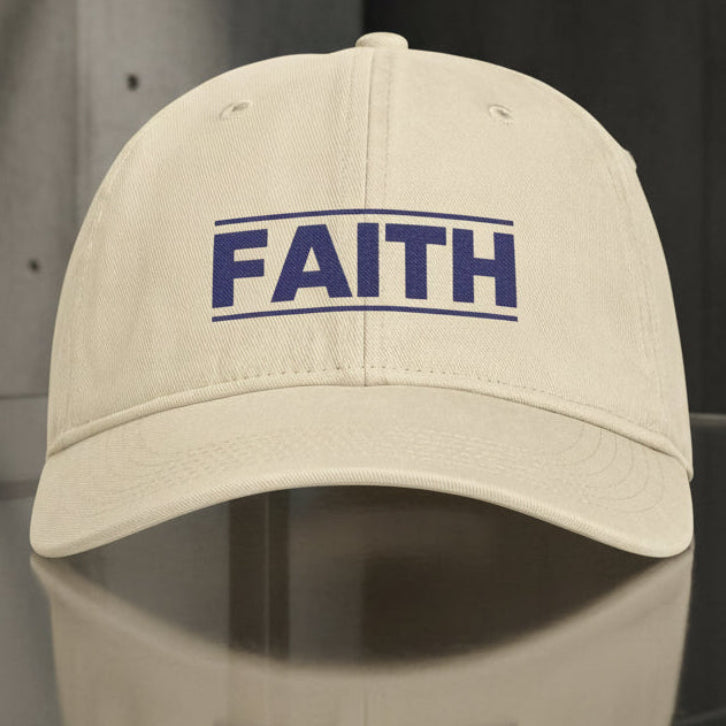 Faith Cap in Ivory (cream) — faith, block letter, Comfort Colors CCWC0 washed christian cap