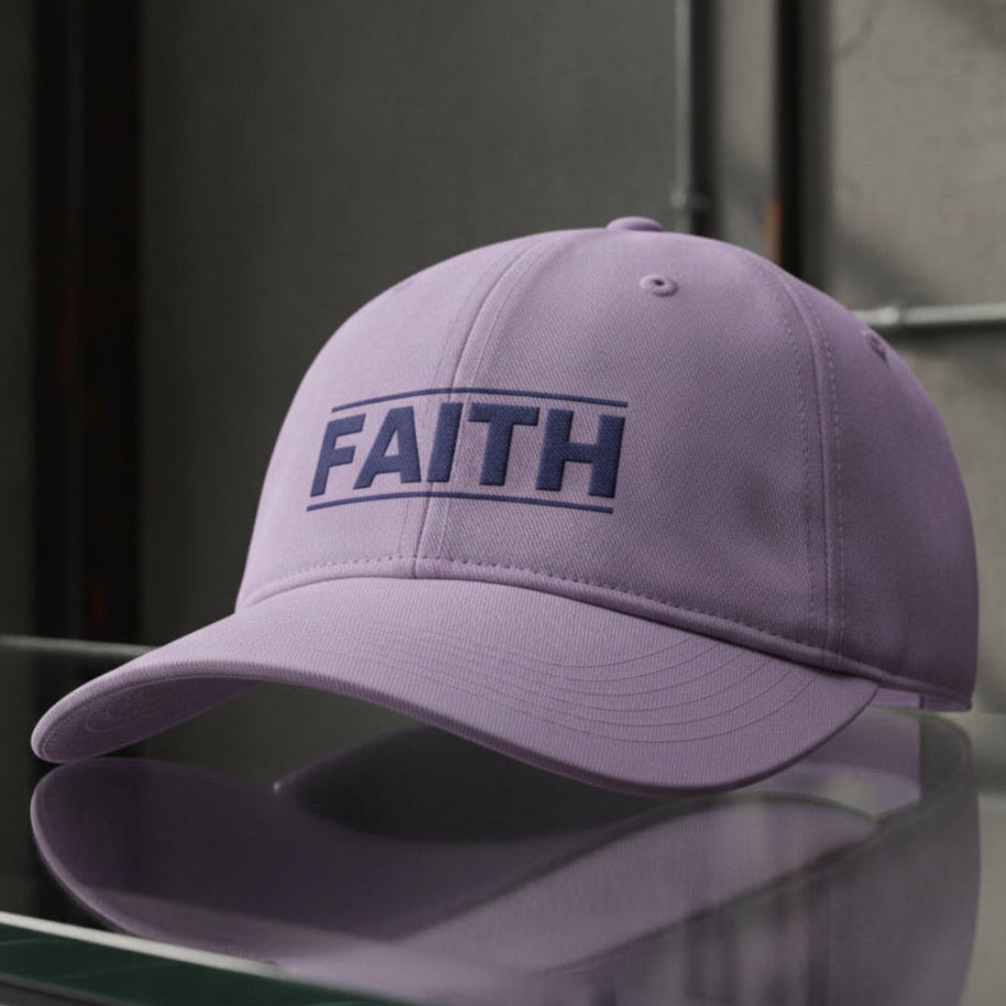 Faith Cap in Orchid (lilac) — faith, block letter, Comfort Colors CCWC0 washed christian cap