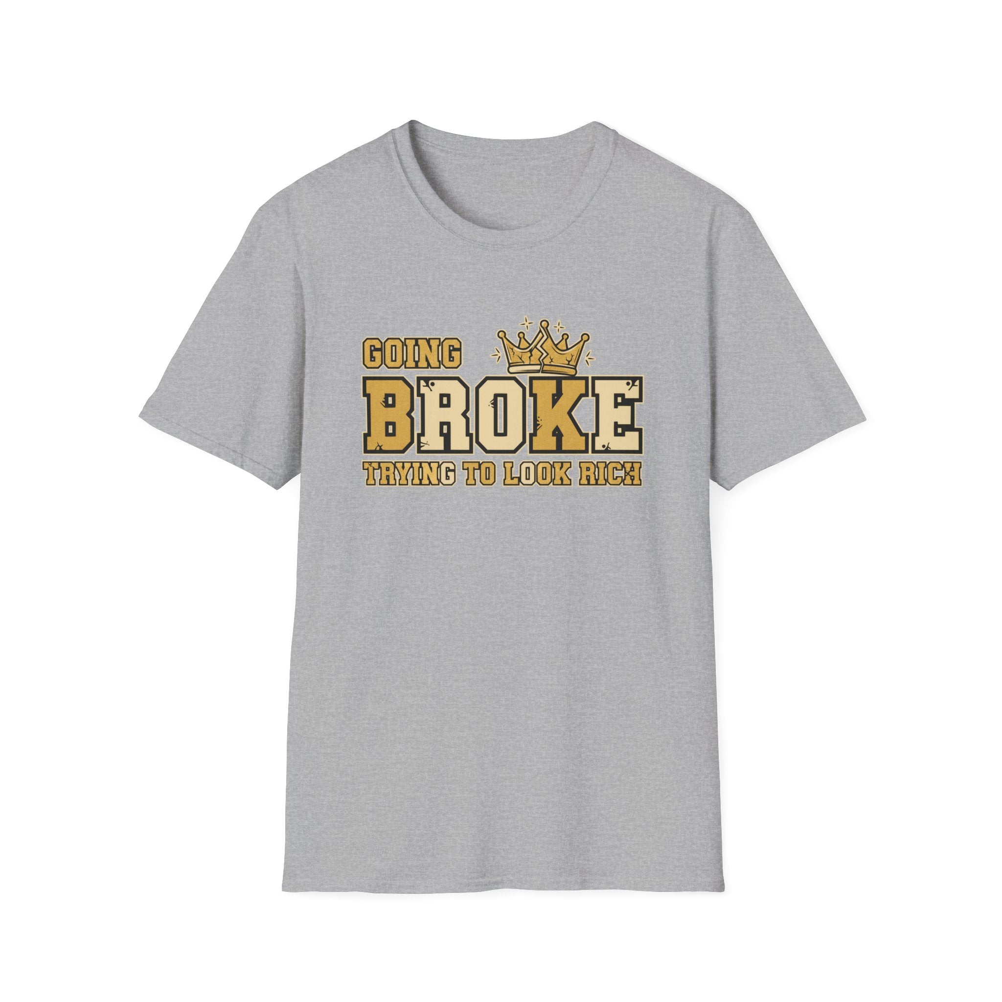 going broke trying to look rich sports grey tee