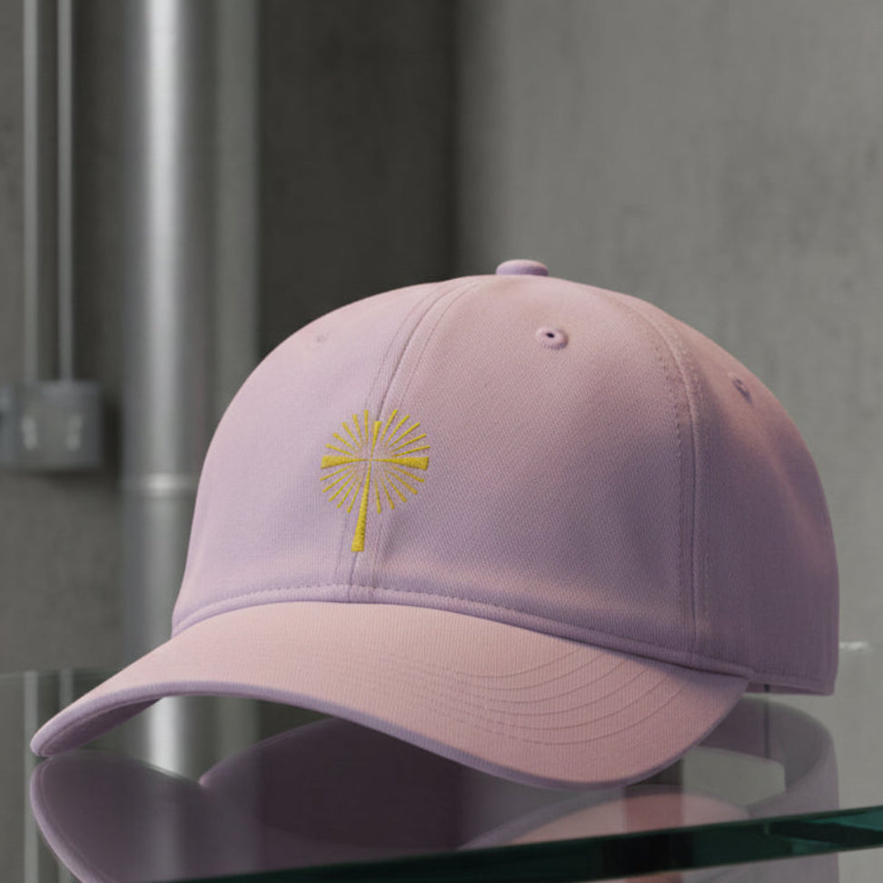 Gold Palm Cross Cap in Orchid (lilac) — gold cross, palm cross, Comfort Colors CCWC0 washed christian cap