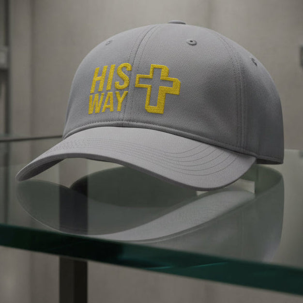 His Way Cap in Granite (grey) — his way, cross, Comfort Colors CCWC0 washed christian cap