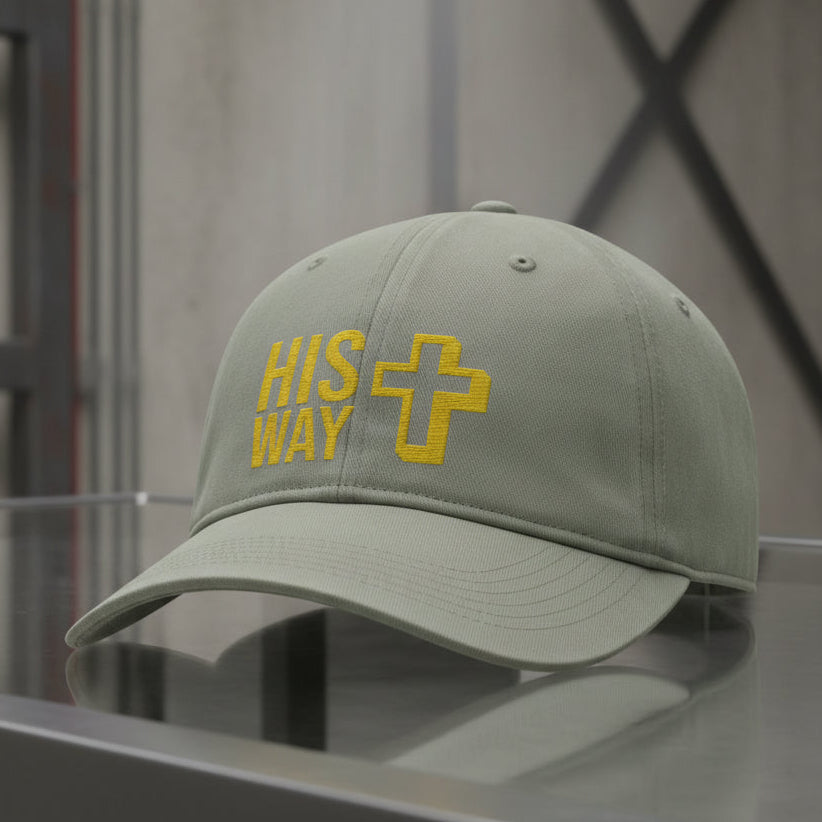 His Way Cap in Sandstone (tan) — his way, cross, Comfort Colors CCWC0 washed christian cap