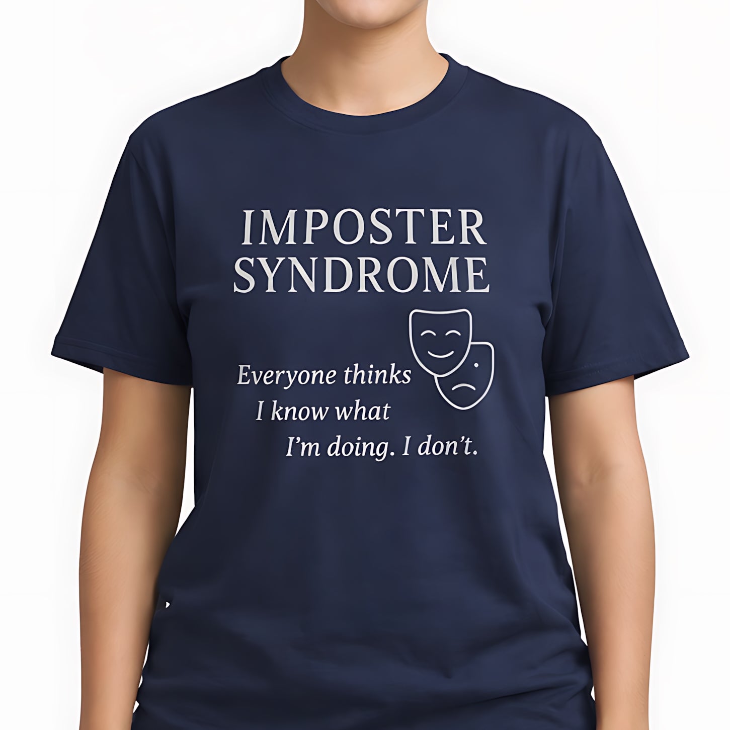 imposter syndrome psychology t-shirt navy blue