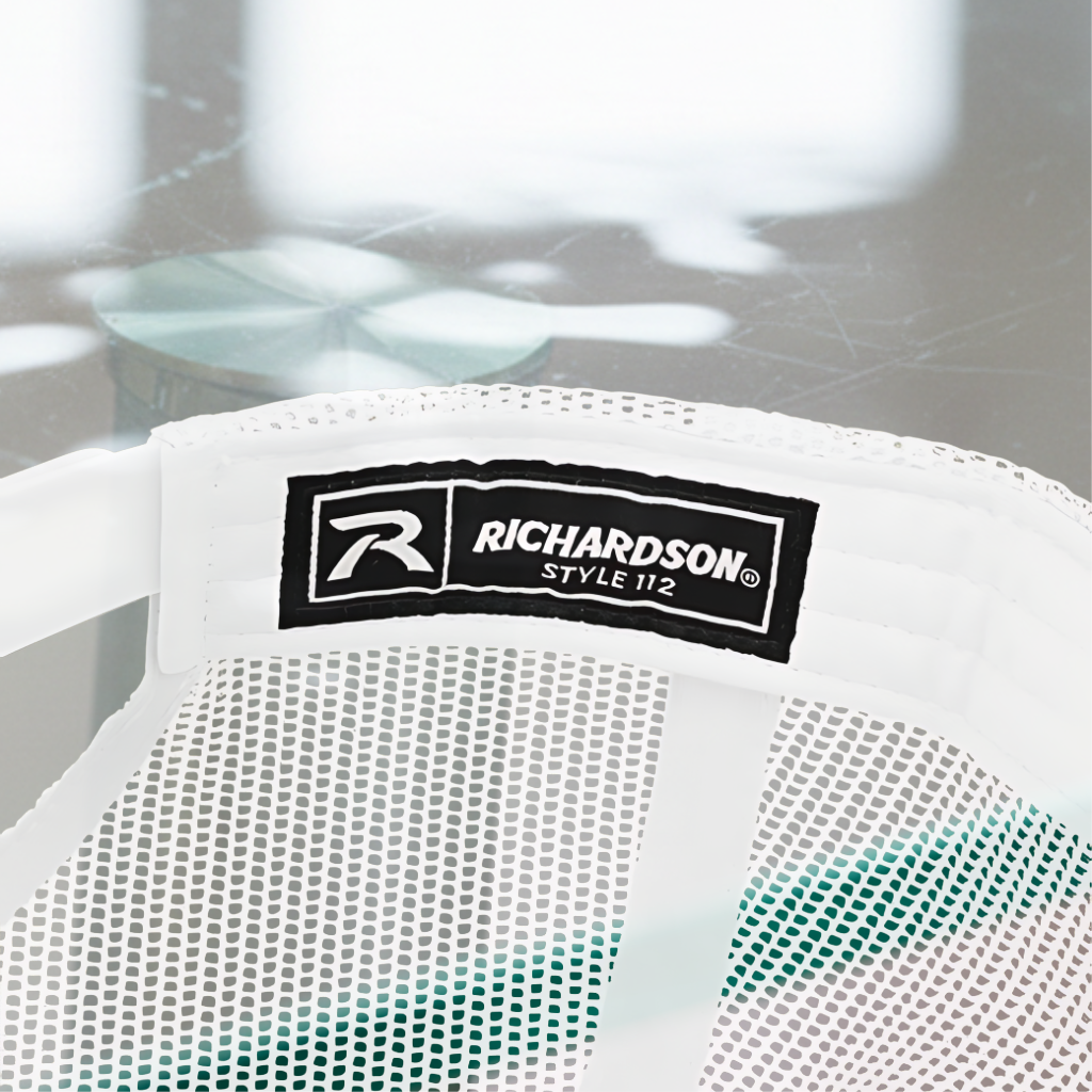 Prayed Up Trucker Cap — inner label, Richardson 112 christian trucker cap