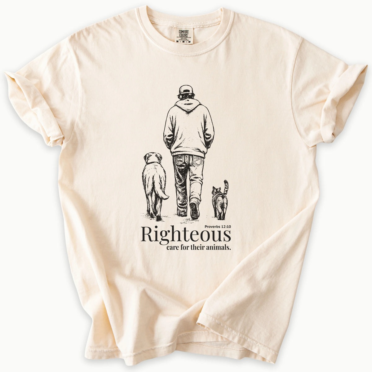 Proverbs 12:10 T-Shirt in Ivory (warm cream) — animal lover, pet rescue, Comfort Colors 1717 unisex christian faith tee