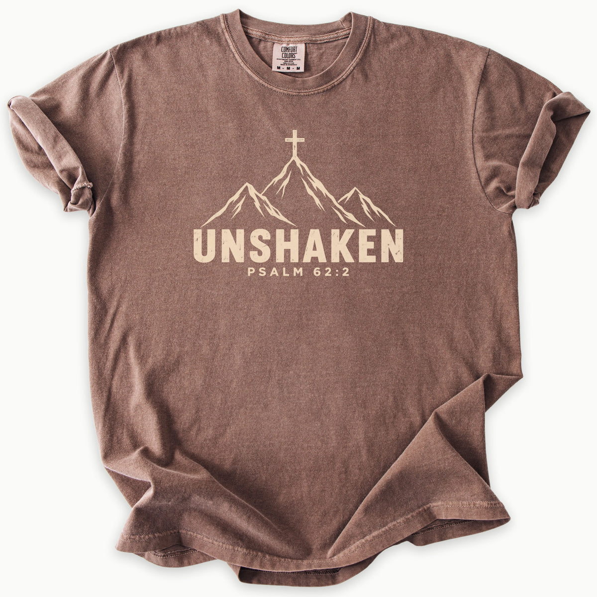 Psalm 62:2 T-Shirt in Espresso (dark brown) — spiritual shirt, religious gift, Comfort Colors 1717 unisex christian faith tee