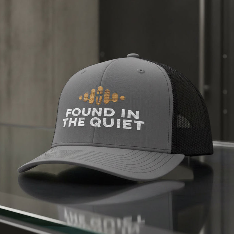Quiet Soundwave Trucker Cap in Charcoal / Black, alternate view — found in the quiet, soundwave, Richardson 112 christian trucker cap