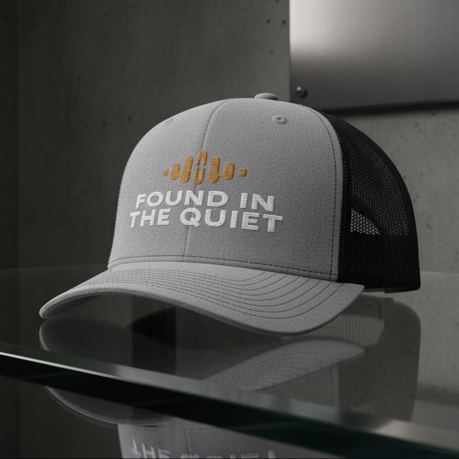 Quiet Soundwave Trucker Cap in Heather Grey / Black — found in the quiet, soundwave, Richardson 112 christian trucker cap