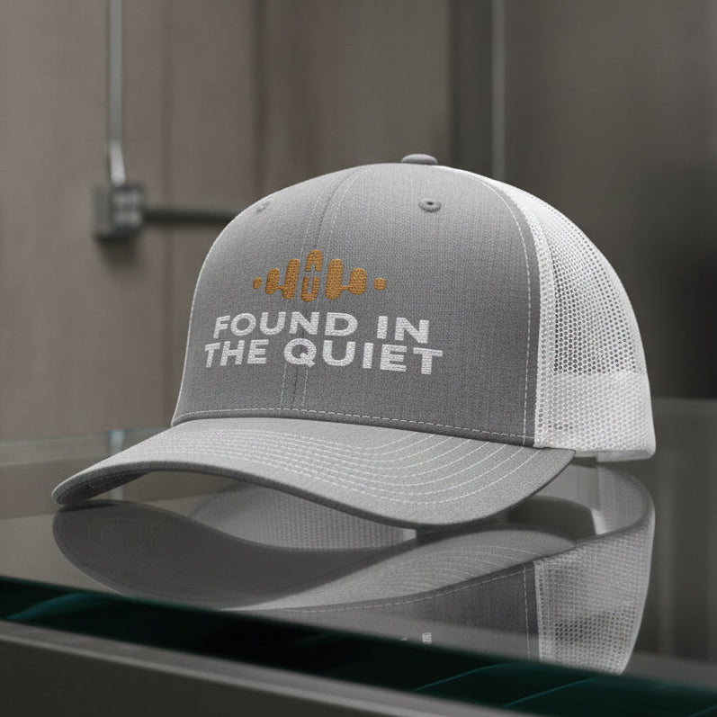 Quiet Soundwave Trucker Cap in Heather Grey / White — found in the quiet, soundwave, Richardson 112 christian trucker cap