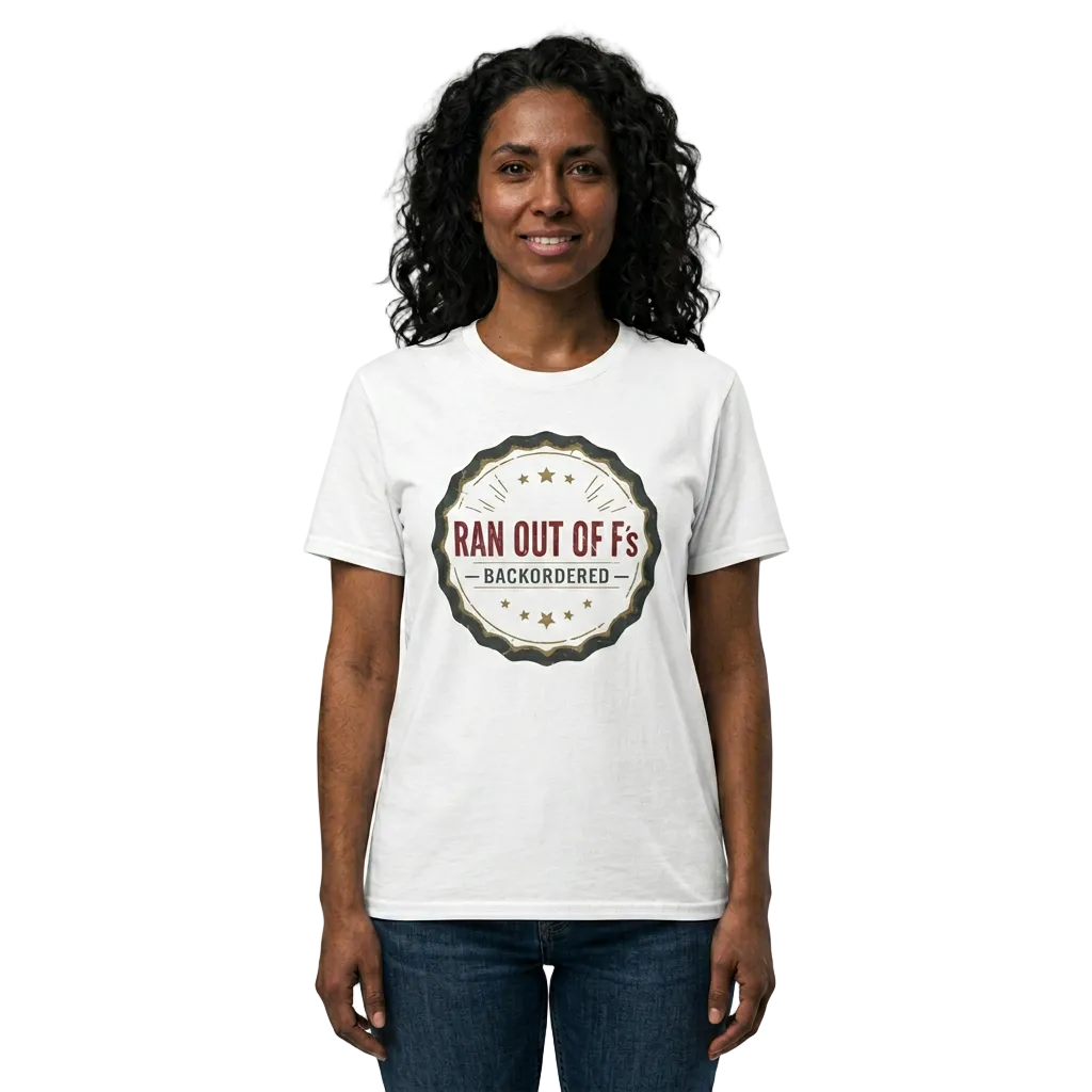 Woman wearing a white t-shirt with a printed bottle top design on a white background