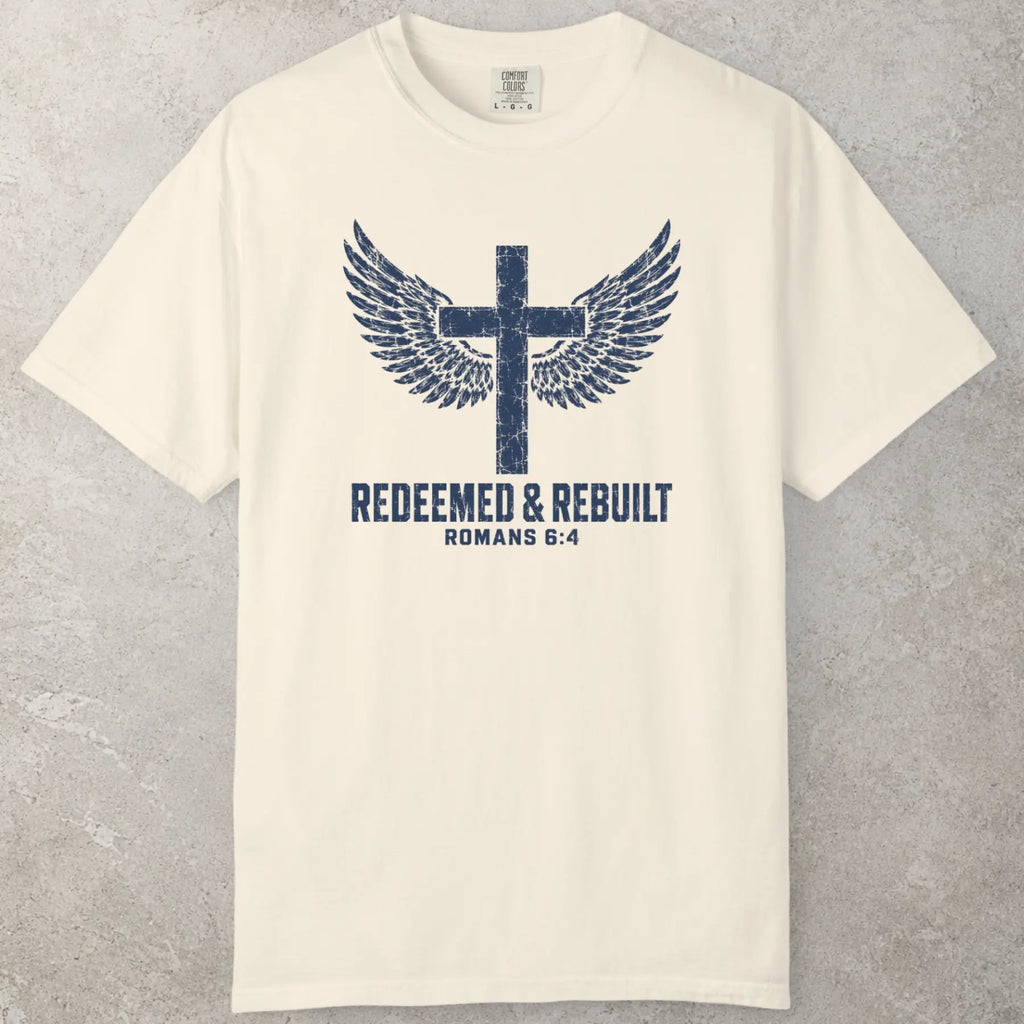 Redeemed Wings T-Shirt in Ivory (warm cream) — 1 peter shirt, certified chosen, Comfort Colors 1717 unisex christian faith tee