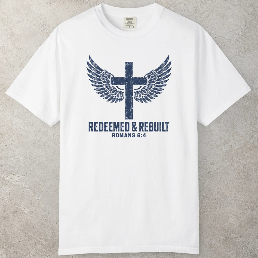 Redeemed Wings T-Shirt in White — 1 peter shirt, certified chosen, Comfort Colors 1717 unisex christian faith tee