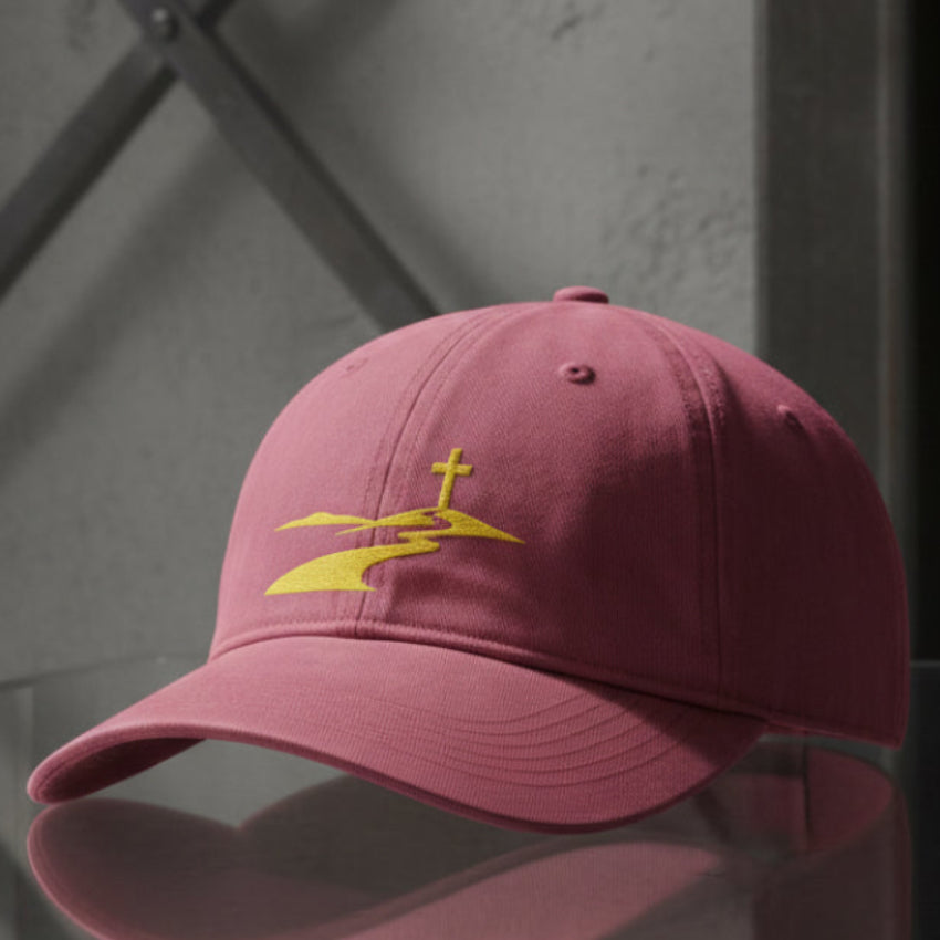 Winding Path Cap in Crimson (washed red) — winding path, walk of faith, Comfort Colors CCWC0 washed christian cap