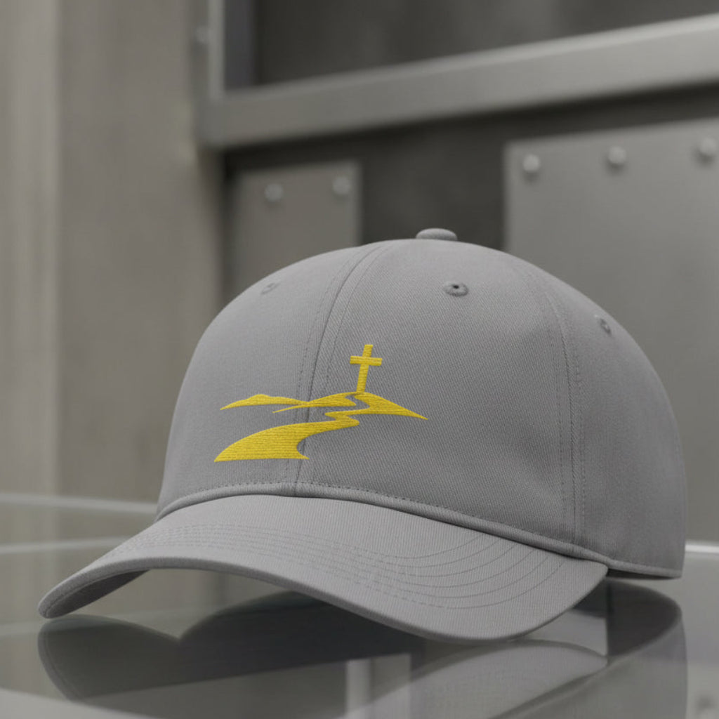 Winding Path Cap in Granite (grey) — winding path, walk of faith, Comfort Colors CCWC0 washed christian cap